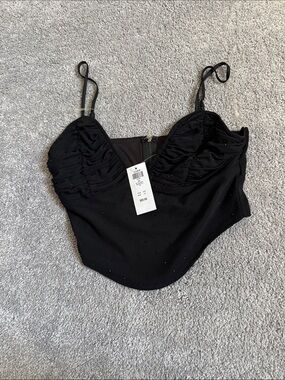 Black Ruched Bustier Tank Top - Women